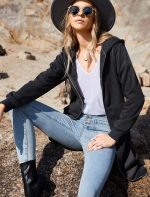 ⁦ELESOL Women Casual Zip up Fleece Hoodies Tunic Sweatshirt Long Hoodie Jacket S-XXXL⁩ - الصورة ⁦5⁩