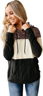 ⁦N&R Women's Half Zip Color Block Sweatshirt Hoodies Drawstring Pullover Tops with Pockets MANIHOM⁩ - الصورة ⁦3⁩