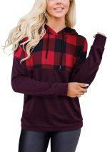N&R Women's Half Zip Color Block Sweatshirt Hoodies Drawstring Pullover Tops with Pockets MANIHOM