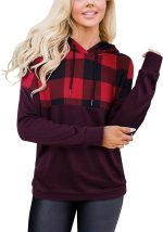 ⁦N&R Women's Half Zip Color Block Sweatshirt Hoodies Drawstring Pullover Tops with Pockets MANIHOM⁩ - الصورة ⁦2⁩