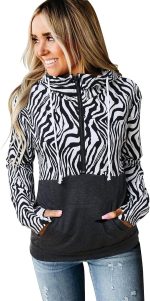 N&R Women's Half Zip Color Block Sweatshirt Hoodies Drawstring Pullover Tops with Pockets MANIHOM