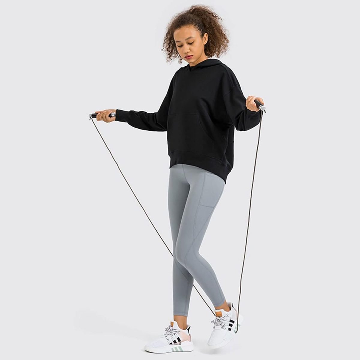 ⁦TOEE Women Sweatshirts Women Sports Jacket Hoodies Sweatshirts Breathable Sweat Sweatshirt With Hood Wear Outside Home Sports Casual Jacket (Color : Pink, Size : X-Large)⁩ - الصورة ⁦8⁩