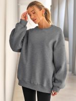⁦Mouniubull Womens Oversized Sweatshirts Hoodies Fleece Crewneck Sweaters Casual Tops Comfy Fall Fashion Outfits Winter Clothes 2024-A⁩ - الصورة ⁦3⁩