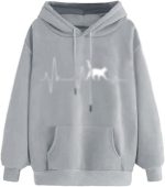 SKYWOK Women's Hoodies Women Sweatshirt Hoody Printed Casual Hooded Pullovers Autumn Long Sleeve Clothes Oversized With Pocket Tops (Color : Gray, Size : L)