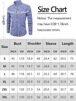 ⁦HENORD Plaid Shirt for Men Button Down Shirt Summer Casual Long Sleeve V-Neck Pullover Top⁩ - الصورة ⁦6⁩