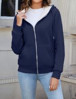 ⁦PEHMEA Women's Full Zip Fleece Hoodie Warm Sherpa Lined Sweatshirt Winter Jackets with Pockets⁩ - الصورة ⁦4⁩
