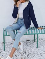 ⁦PEHMEA Women's Full Zip Fleece Hoodie Warm Sherpa Lined Sweatshirt Winter Jackets with Pockets⁩ - الصورة ⁦7⁩