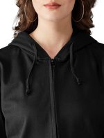 ⁦Miss Olive Women's Round Neck Full Sleeve Solid Hooded Sweatshirt⁩ - الصورة ⁦3⁩