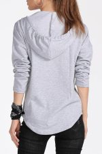 ⁦MAGICMK Women’s Deep V Neck Long Sleeves Drawstring Curved Bottom Sweatshirt Hoodie Loose Tops Blouses⁩ - الصورة ⁦8⁩