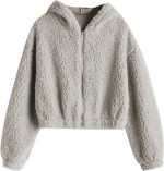 HOT BODY Flannel Jacket Fashion Women Solid Zipper Pullover Autumn Long Sleeve Plush Sweatershirt Hoodie Ladies Tops Female Sweatshirt Hoodies Hooded (Color : Gray, Size : L)