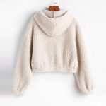 ⁦HOT BODY Flannel Jacket Fashion Women Solid Zipper Pullover Autumn Long Sleeve Plush Sweatershirt Hoodie Ladies Tops Female Sweatshirt Hoodies Hooded (Color : Gray, Size : L)⁩ - الصورة ⁦3⁩
