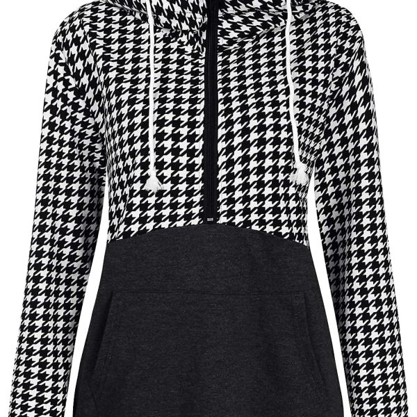 N&R Women's Half Zip Color Block Sweatshirt Hoodies Drawstring Pullover Tops with Pockets MANIHOM