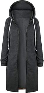 YQWHL Stretchable Comfortable Women Long Sleeve Hoodie Sweatshirts, Casual Loose Hooded Coat Zipper with 2 Front Pockets Plus Sizes Small to XXXXXL (UK 6YQWHL 22) (Dark Grey,L)