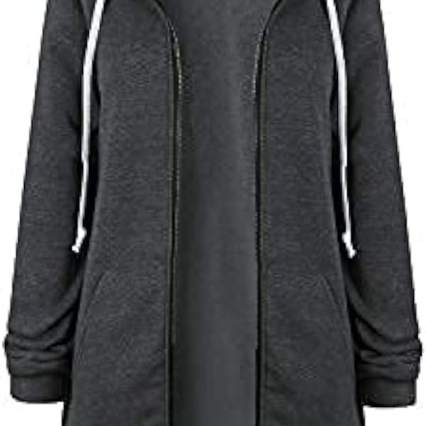 YQWHL Stretchable Comfortable Women Long Sleeve Hoodie Sweatshirts, Casual Loose Hooded Coat Zipper with 2 Front Pockets Plus Sizes Small to XXXXXL (UK 6YQWHL 22) (Dark Grey,L)