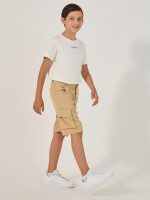 ⁦Styli Boys Solid Shorts With Cargo Pockets⁩ - الصورة ⁦3⁩