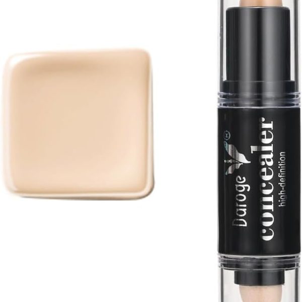 Daroge 2 in1 Eye HD Stick Matte Concealer With Sponge Facial Makeup All Skin Types, Longwear Medium- Full Coverage with Creamy Finish, Lightweight Formula Concealer 5 Gram (Light)