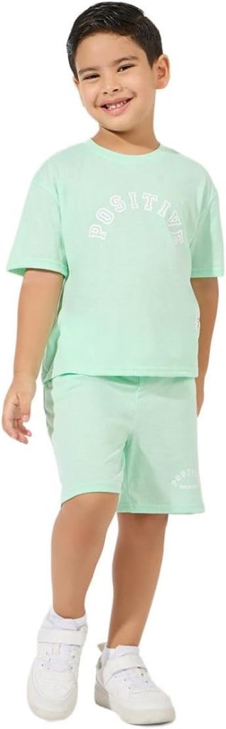 Styli Boys 2111398113 Slogan Print T-Shirt & Shorts Set