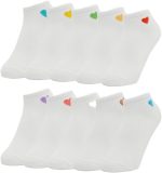 Styli Girls Set Of 10 - Heart Embroidered Socks