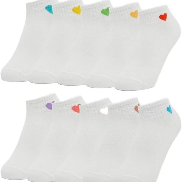 Styli Girls Set Of 10 - Heart Embroidered Socks