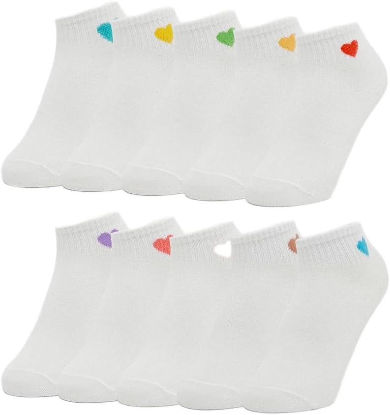 Styli Girls Set Of 10 - Heart Embroidered Socks