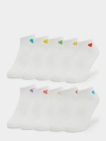 ⁦Styli Girls Set Of 10 - Heart Embroidered Socks⁩ - الصورة ⁦2⁩