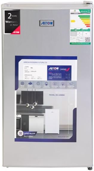 Arrow Single Door Refrigerator, 86 Liters, 3 Cubic Feet | 7 Years Compressor Warranty | Wire Rack & Interior Lighting | Silver | Energy Saving | Defrost Cooling | Model :RO-135RDK