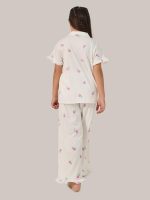 ⁦Styli Girls Floral Printed Button Front Pyjama Set⁩ - الصورة ⁦6⁩