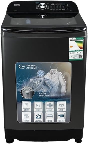 General Supreme Washing Machine Automatic Top Load 20 KG, 10 Programs, Dark Silver,GS20B25K