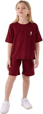 U.S. POLO ASSN. Girls Burgundy Bermuda Set