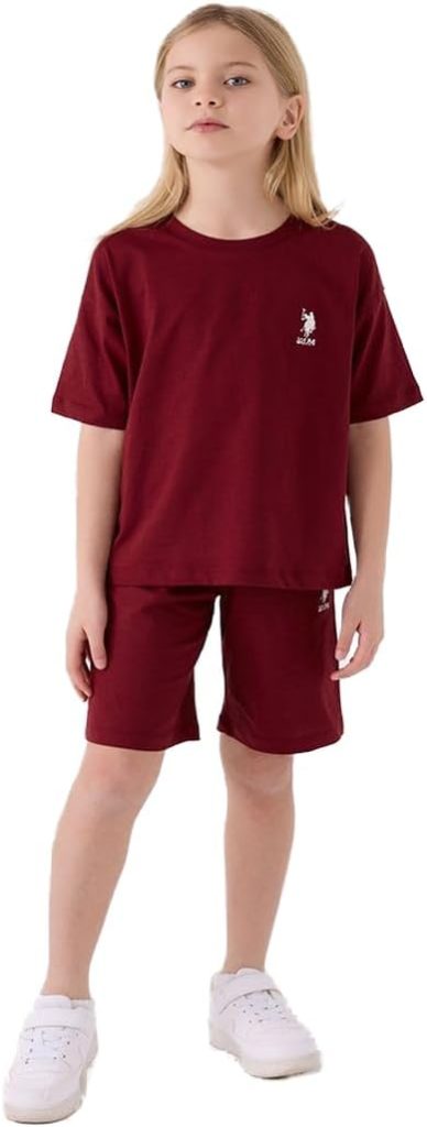 U.S. POLO ASSN. Girls Burgundy Bermuda Set