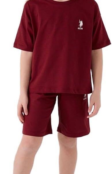U.S. POLO ASSN. Girls Burgundy Bermuda Set