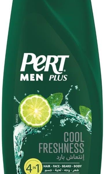 Pert Plus Men, Cool Fresh Shampoo with Mint Extract, Bergamot Scent, 4in1 for Hair, Face, Beard and Body, 360ml