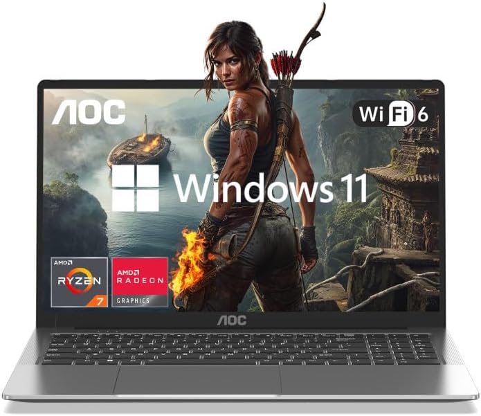 AOC15.6 Versatile Laptop with Intel N97 Processor,16GB DDR4 512GB SSD,1080P FHD Display, Windows11,5000mAh Battery,180° Foldable Design, USB3.2 Type-C, Ideal for Productivity and Entertainment.