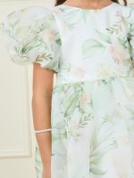 ⁦Styli Girls Floral Print Organza A-Line Dress⁩ - الصورة ⁦4⁩
