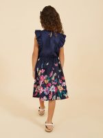 ⁦Styli Girls Placement Print Ruffled Sleeve Dress⁩ - الصورة ⁦5⁩