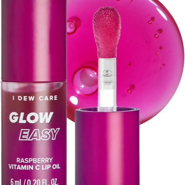 I DEW CARE Lip Gloss - Glow Easy Raspberry | Jojoba Seed Oil, Vitamin C, Pigmented Glossy Stain, Hydrating, Korean Makeup, Pink Color, Moisturizing, Nourishing, 0.20 FL Oz