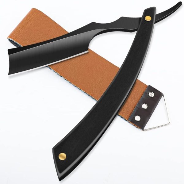 Cut Throat Razor Kit, Single Edge Razor Blades Straight Cut Throat Razors, for Shaving Stainless Steel Cut Throat Razor, with Leather Sharpener for Barber Home & Salon Straight Razor, Gifts for Men
