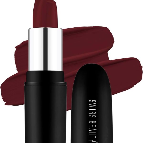 Swiss Beauty Pure Matte Creamy Lipstick | Non-drying, Highly pigmented Lipstick | Shade- Murphy Brown, 3.8gm|