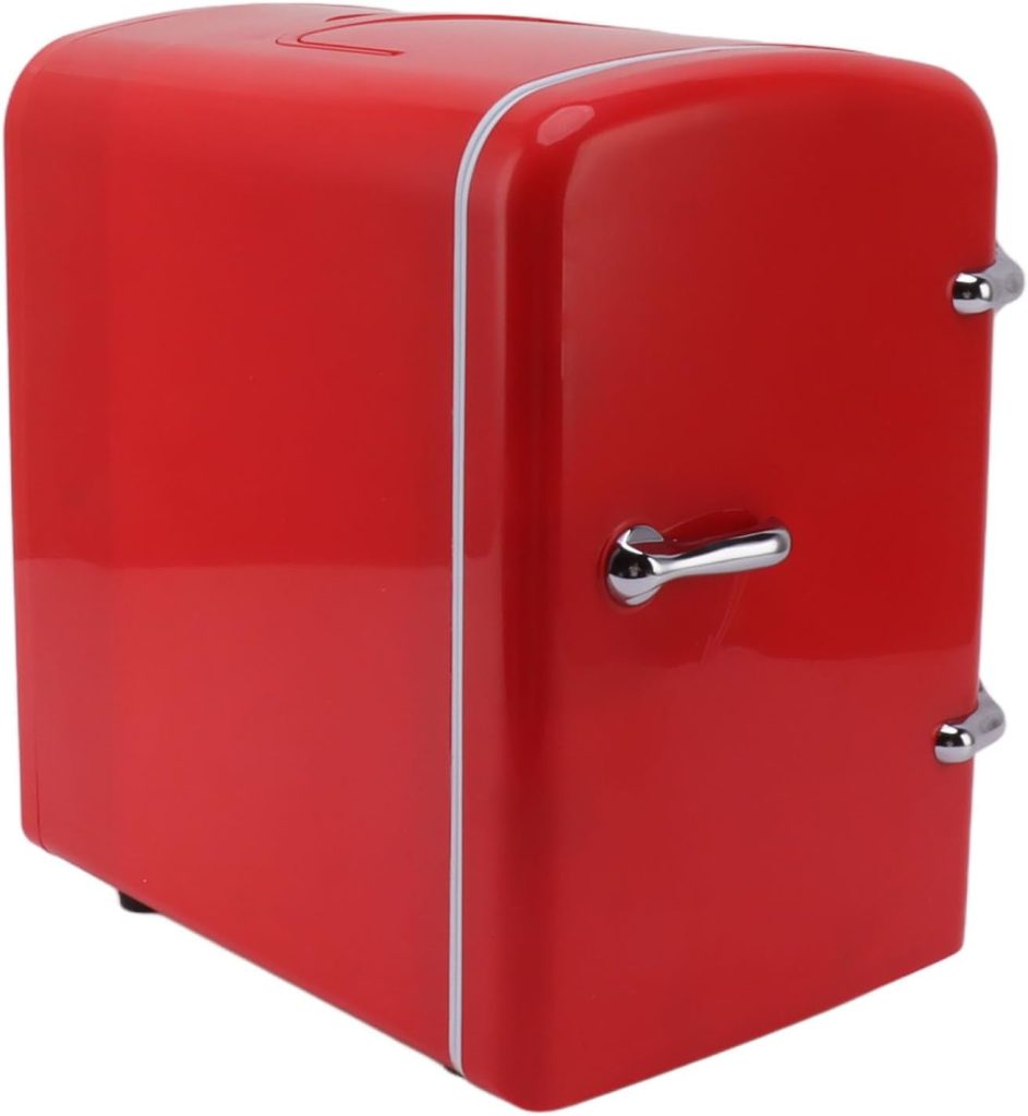 fannay 4L Mini Fridge, 36W DC12V Portable Cooler and Warmer with AC DC Adapters, Multifunctional Travel Small Refrigerator for Food, Drinks, Skin Care, Beauty, Breast Milk (Red)