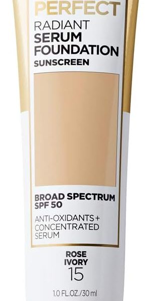 L'Oreal Paris Age Perfect Radiant Serum Foundation with SPF 50, Rose Ivory, 1 Ounce