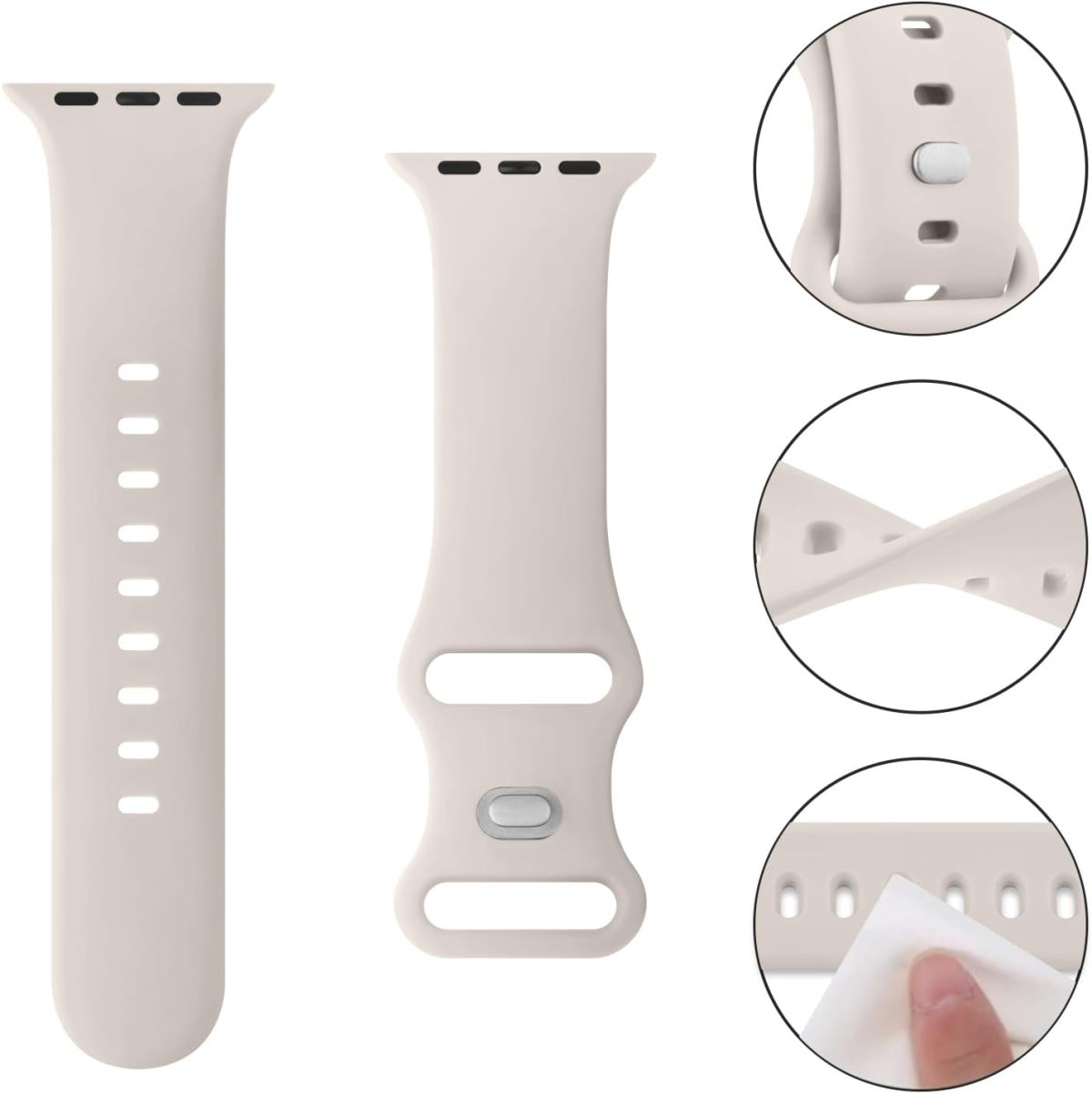 ⁦4 Pack Liquid Silicone Bands for Apple Watch Band 49mm 45mm 44mm 42mm 41mm 40mm 38mm,Soft Waterproof Strap for iWatch Series Ultra2/Ultra/9/8/7/6/5/4/3/2/1/SE Women Men⁩ - الصورة ⁦3⁩