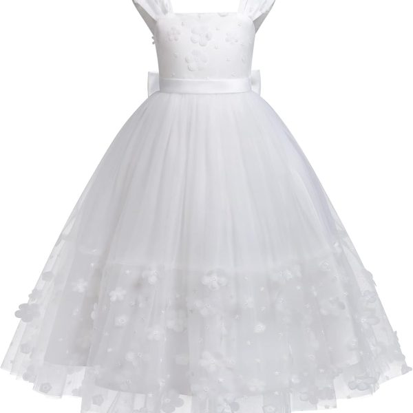 Girls Rainbow Costume Pageant Princess Party Tulle Dress Kids Baptism Christening 3rd Birthday Party Carnival Long Maxi Ball Gown Children's day Gift