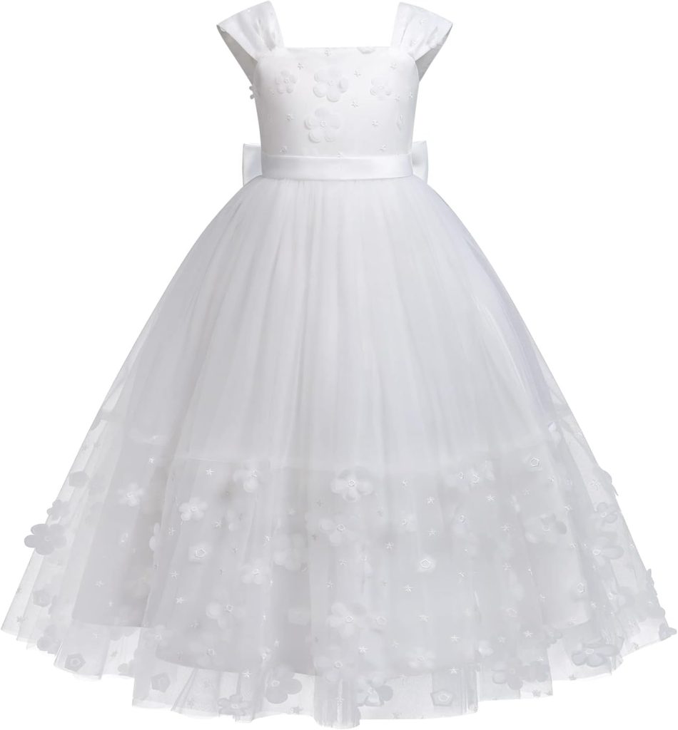 Girls Rainbow Costume Pageant Princess Party Tulle Dress Kids Baptism Christening 3rd Birthday Party Carnival Long Maxi Ball Gown Children's day Gift
