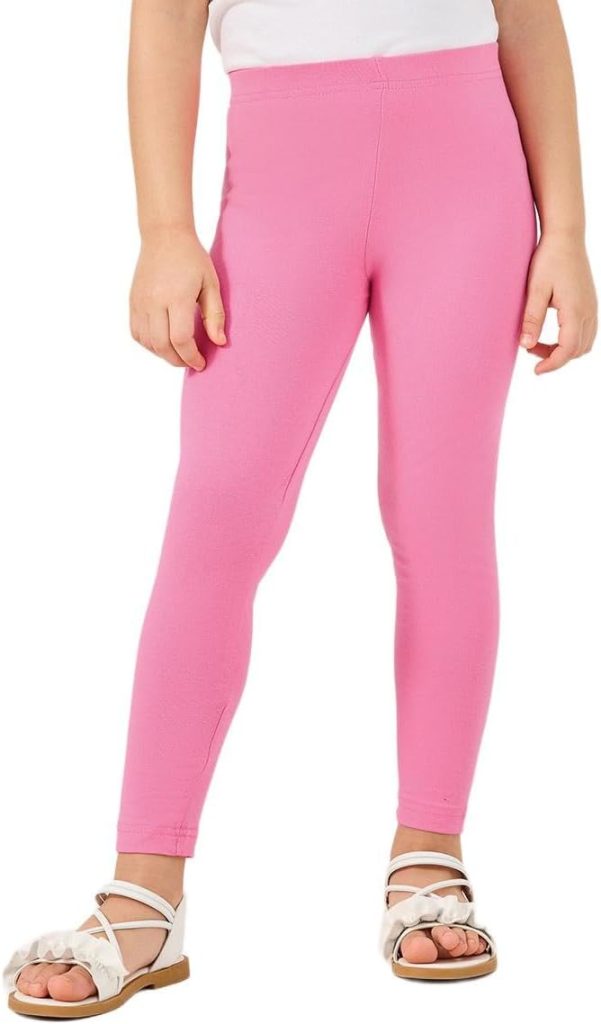 Styli Girls Solid Elastic Waistband Cotton Leggings