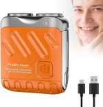 Azonee Mini Rechargeable Electric Shaver With Digital Display - Portable Luggage/Suitcase Design Rotary Shaver for Men, Home and Travel (Orange)