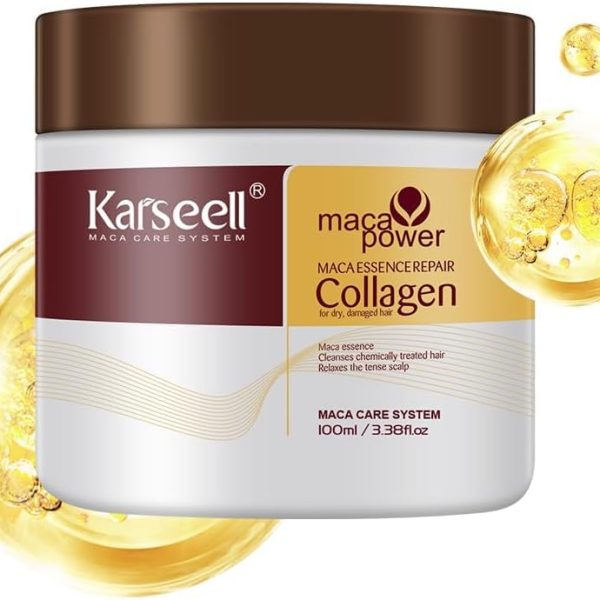 Karseell 3.38floz 100ml Collagen Hair Treatment Deep Repair Conditioning Argan Oil Collagen Hair Mask Essence for Dry Damaged Hair All Hair Types