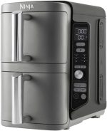 Ninja Double Stack XL Air Fryer, Vertical Dual Drawer Air Fryer with 4 cooking levels, 2 Drawers and 2 Racks, 9.5L Capacity, 6 Cooking Functions, 8 Portions, Grey, SL400ME, 2 Years Warranty