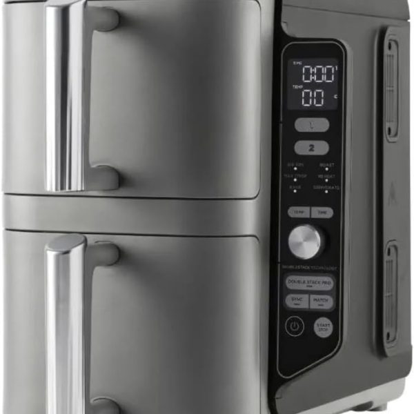 Ninja Double Stack XL Air Fryer, Vertical Dual Drawer Air Fryer with 4 cooking levels, 2 Drawers and 2 Racks, 9.5L Capacity, 6 Cooking Functions, 8 Portions, Grey, SL400ME, 2 Years Warranty
