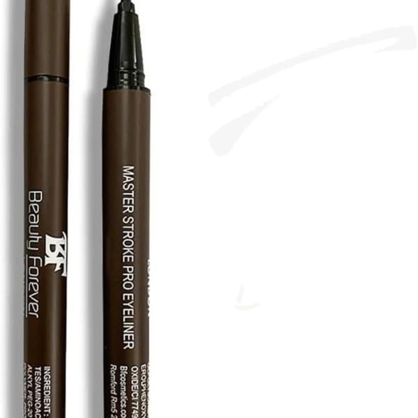 Beauty Forever Master Stroke Pro Eyeliner, Felt Tip Pen Eyeliner, Semi Matte Finish, Long Lasting, Waterproof, Face Painting, Smudge Proof, Suitable For All Eye Shapes, Available in 2 Shades (Brown)