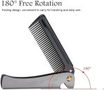 ⁦Khazna Folding Beard Comb, Portable Stainless Steel Round Comb for Men, Folding Carrying Pocket Oil Hair Moustache Shaping Comb for Grooming Styling, Combing Hair, Beards and Mustaches⁩ - الصورة ⁦3⁩